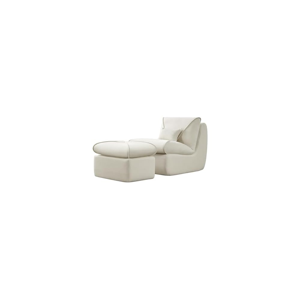30" Lounge Couch Chair, Ottoman Set, Modern Small-Space Sofa with Compressed Packaging & Multifunctional Design for Living Room/Studio, Beige