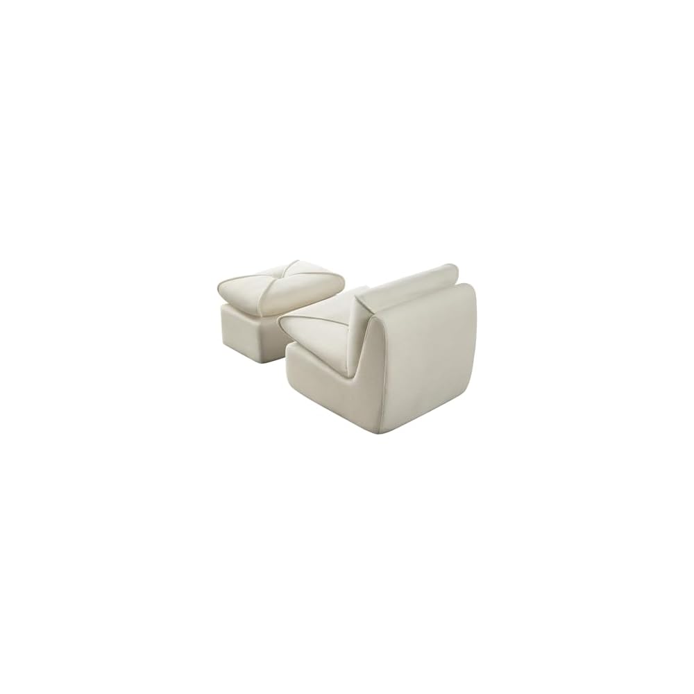 30" Lounge Couch Chair, Ottoman Set, Modern Small-Space Sofa with Compressed Packaging & Multifunctional Design for Living Room/Studio, Beige