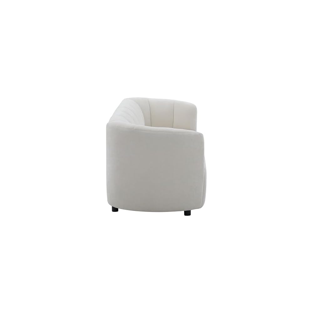Merax Modern 80" Velvet 3-Seater Sofa, Cruved Couch for Living Room, Beige