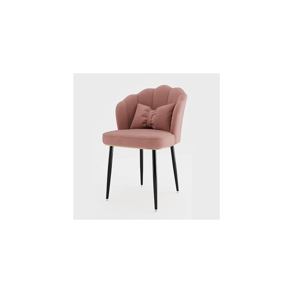 Pink Makeup Vanity Chair with Metal Legs, Backrest, Comfortable Seating for Living Room, Makeup Room, Beauty Salon, Stylish Decor, Modern Design