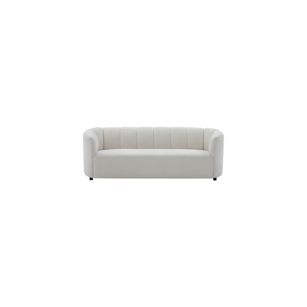 Merax Modern 80" Velvet 3-Seater Sofa, Cruved Couch for Living Room, Beige
