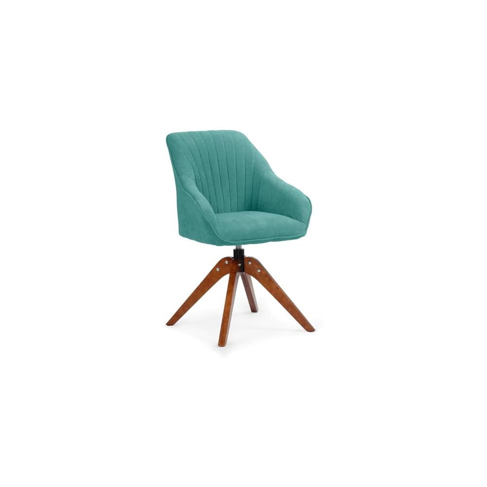 Athena Collection Modern Accent Chair, Comfy Swivel Reading Chair for Adults, Soft Upholstered Fabric Armchair with Wooden Legs for Living Room, Bedroom, Dorm, Office, Green