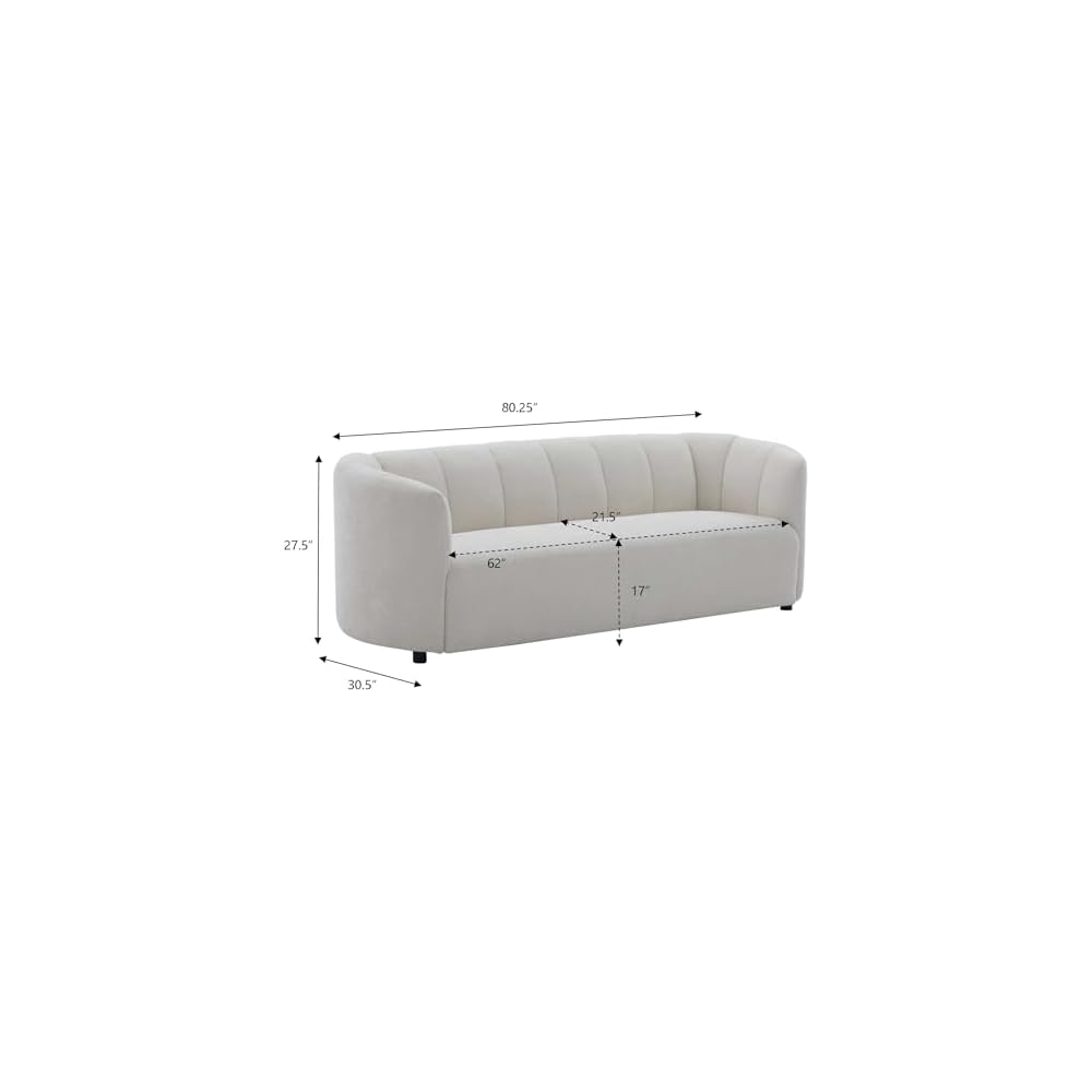 Merax Modern 80" Velvet 3-Seater Sofa, Cruved Couch for Living Room, Beige