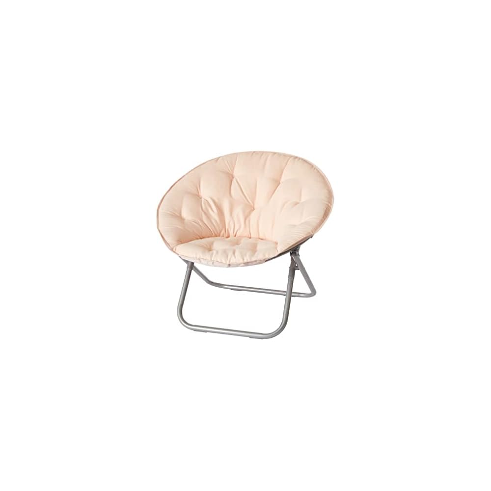 Urban Living Micromink Foldable Saucer Chair Compact Portable Lounge Seat Lightweight Comfortable Indoor Outdoor Relaxation Furniture Ergonomic Design Home Dorm Room Chair Grey
