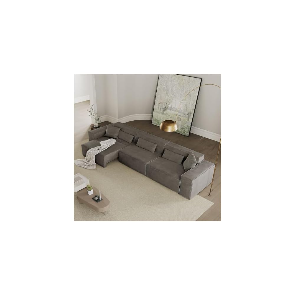 133" Power Modern Sofa Bed Oversized Large Sleeper Sectional Sofa Bed Convertible Couch Bed for Living Room Electric Pull Out with Deep Seat Comfy Velvet Beige Sofa, Dark Gray
