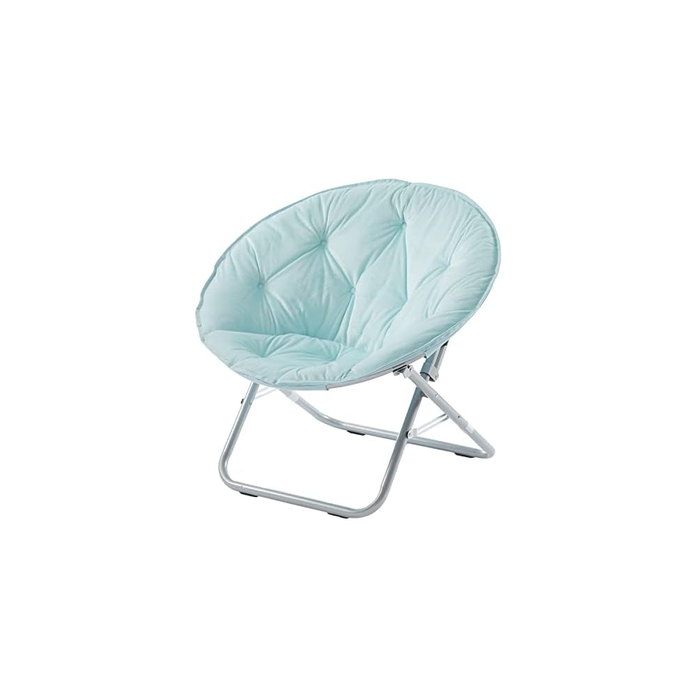 Urban Living Micromink Foldable Saucer Chair Compact Portable Lounge Seat Lightweight Comfortable Indoor Outdoor Relaxation Furniture Ergonomic Design Home Dorm Room Chair Grey