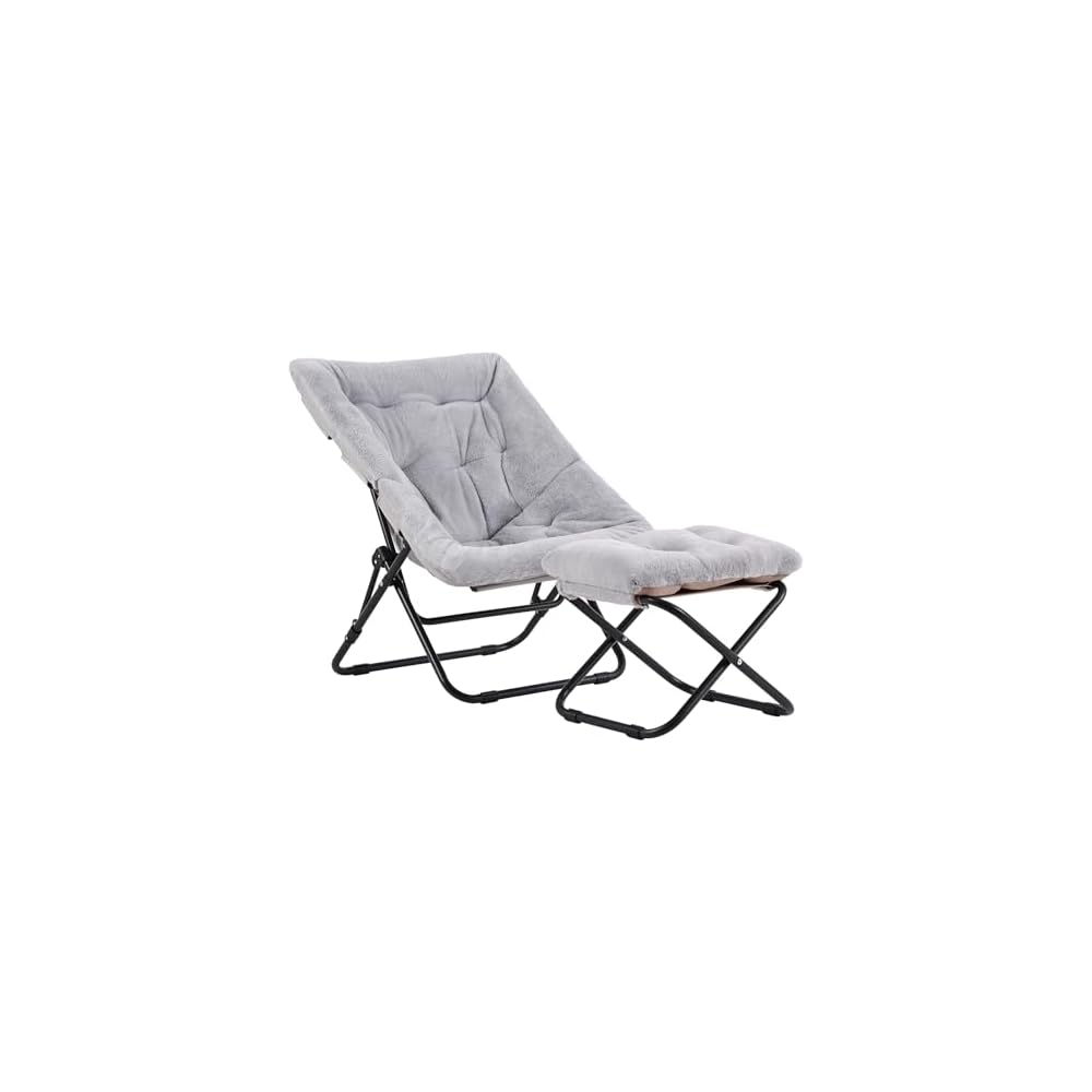 Tiita Comfy Folding Saucer Chair for Adults, Moon Chair, Grey
