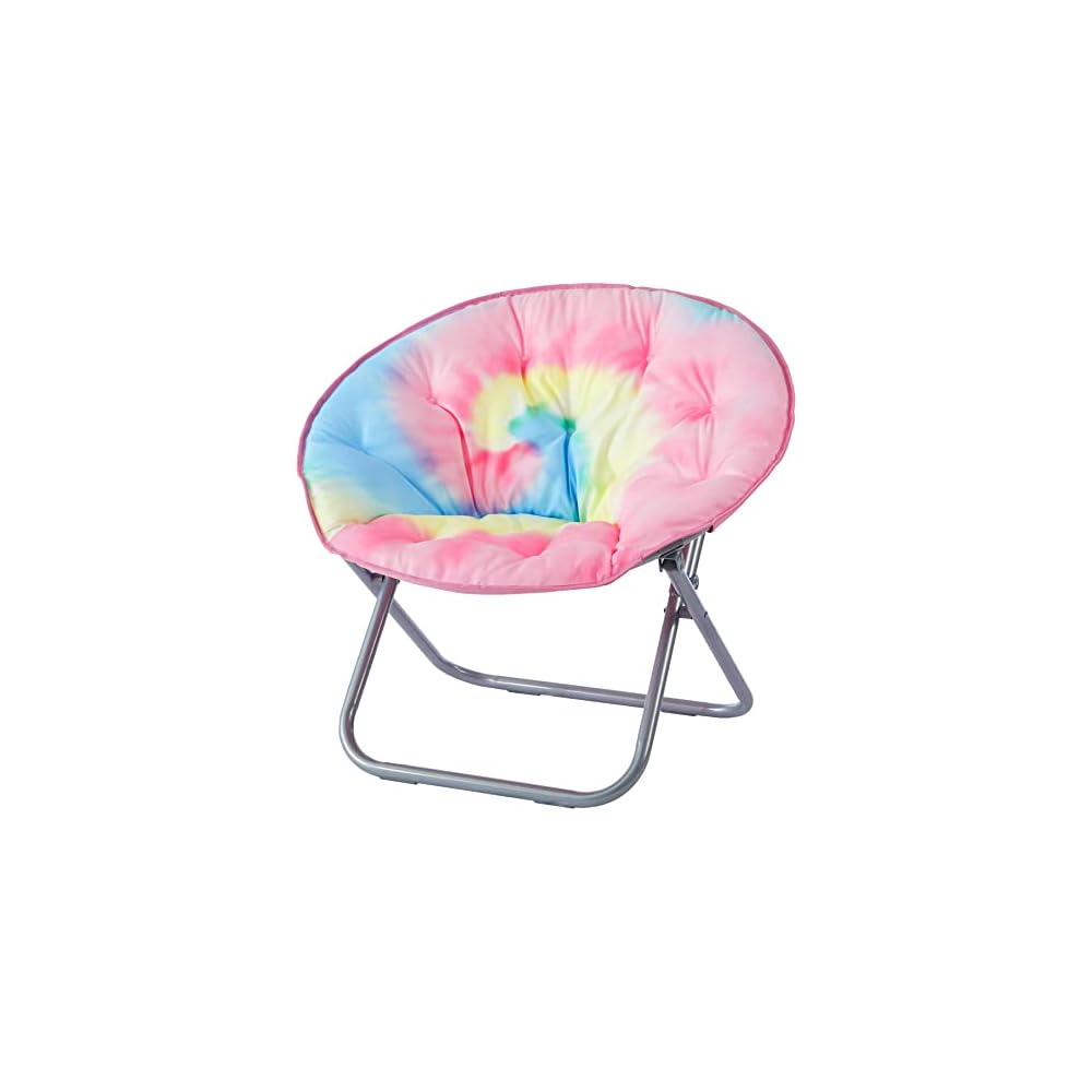 Urban Living Micromink Foldable Saucer Chair Compact Portable Lounge Seat Lightweight Comfortable Indoor Outdoor Relaxation Furniture Ergonomic Design Home Dorm Room Chair Grey