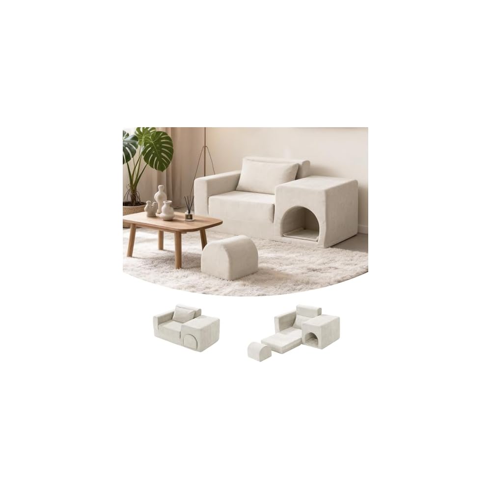 Boneless Folding Sofa Bed, Convertible Chair to Bed with Ottoman