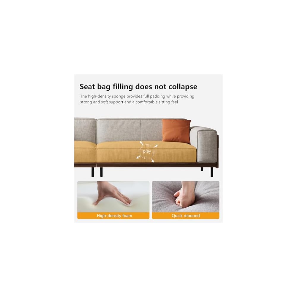 110.24" 4 Seater Fabric Sectional Sofa with Wood Frame