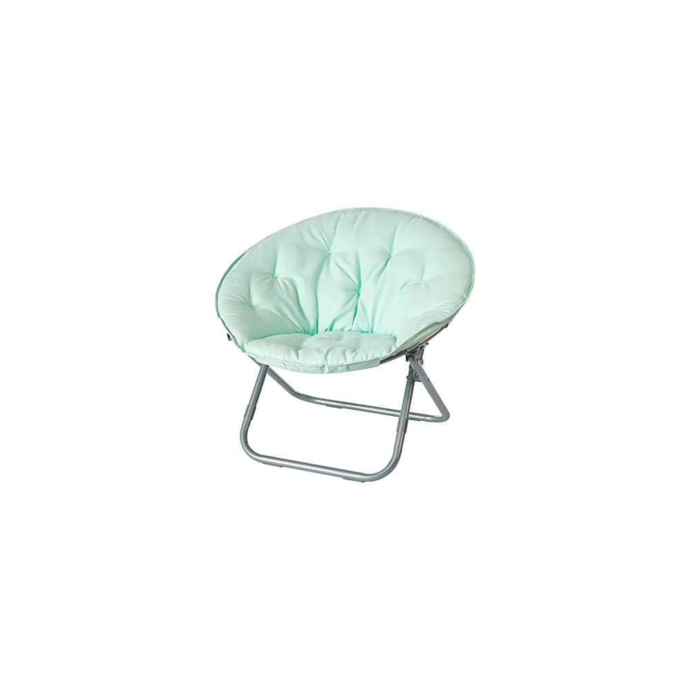 Urban Living Micromink Foldable Saucer Chair Compact Portable Lounge Seat Lightweight Comfortable Indoor Outdoor Relaxation Furniture Ergonomic Design Home Dorm Room Chair Grey