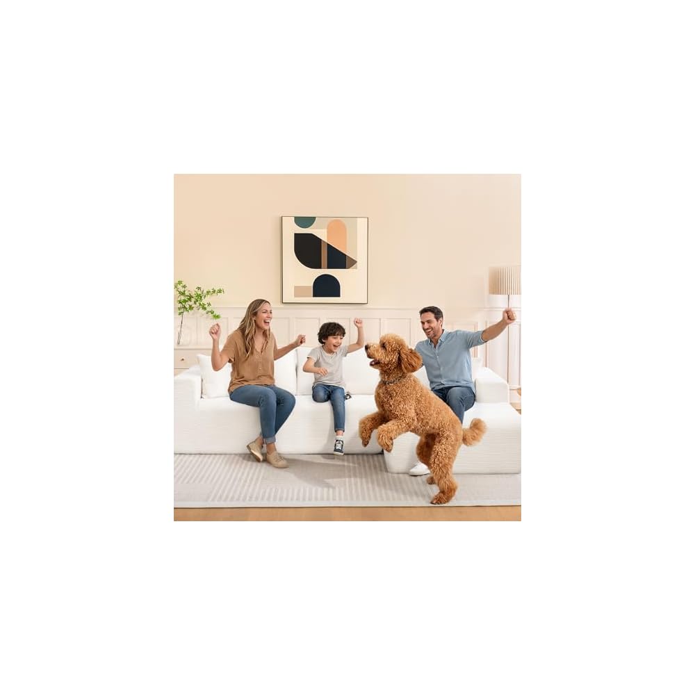 108" Cloud Couch Sectional Boneless L-Shaped Sofa Beige Right Facing Chaise