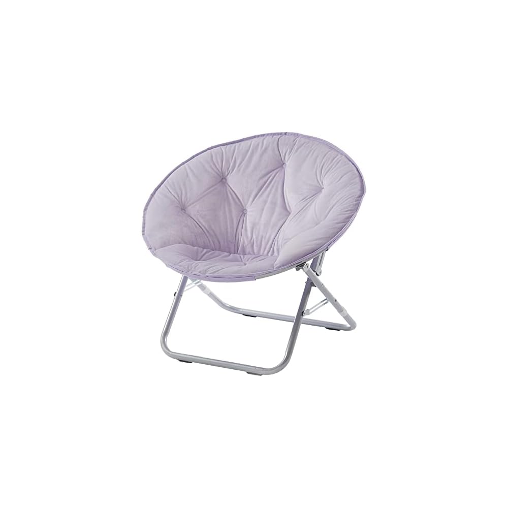 Urban Living Micromink Foldable Saucer Chair Compact Portable Lounge Seat Lightweight Comfortable Indoor Outdoor Relaxation Furniture Ergonomic Design Home Dorm Room Chair Grey