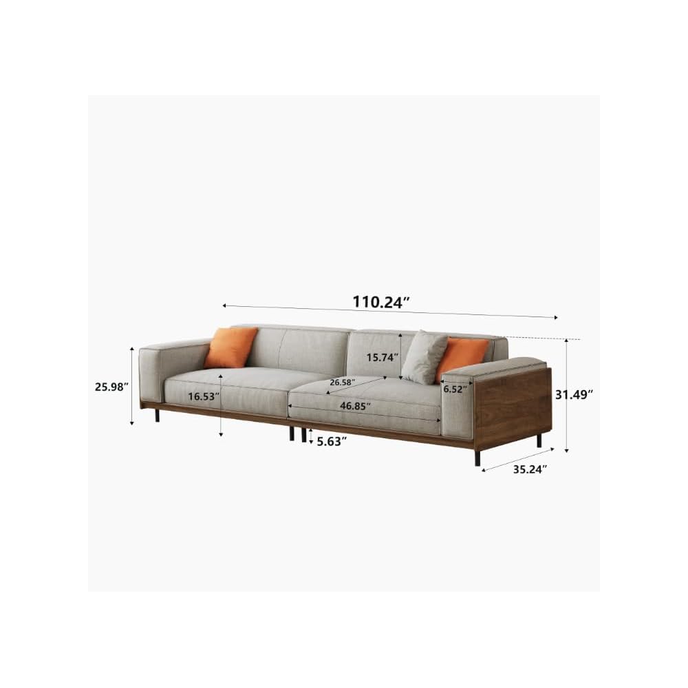 110.24" 4 Seater Fabric Sectional Sofa with Wood Frame