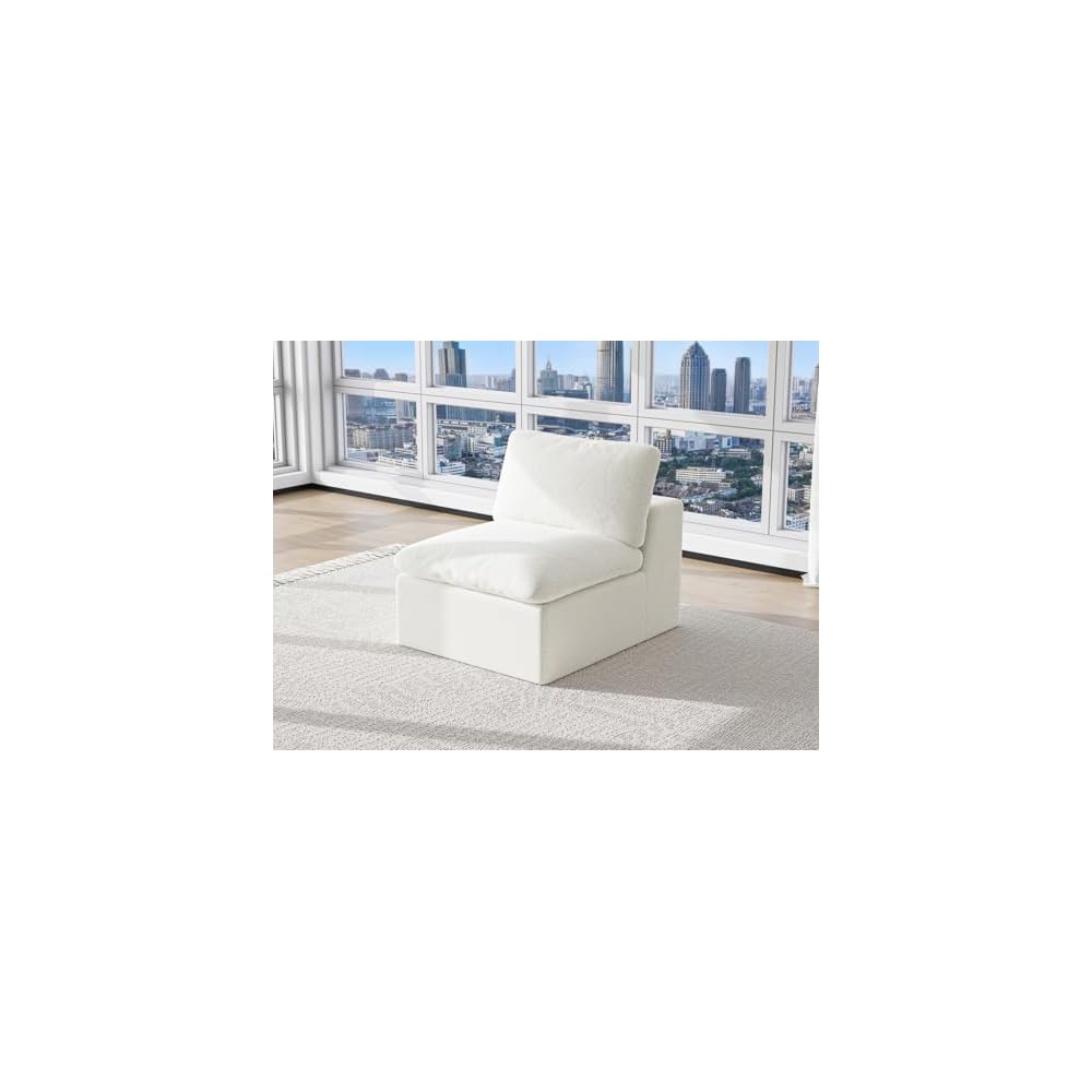 Middle Seat for Cloud Sectional Couches Living Room with Back Support, Modular, Boneless, Warm White
