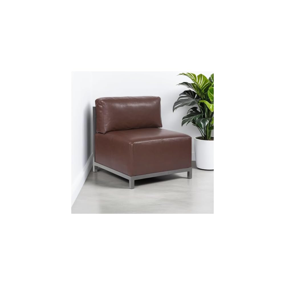 Howard Elliott Collection Axis Chair with Cover for Indoor and Outdoor Use, Cushioned Seating Chair with Titanium Frame for Living Room, Office or Bedroom, 30.5 x 32.5 x 30 Inches, Avanti Pecan