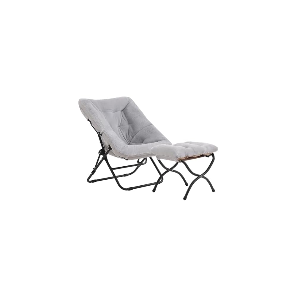 Tiita Comfy Folding Saucer Chair for Adults, Moon Chair, Grey