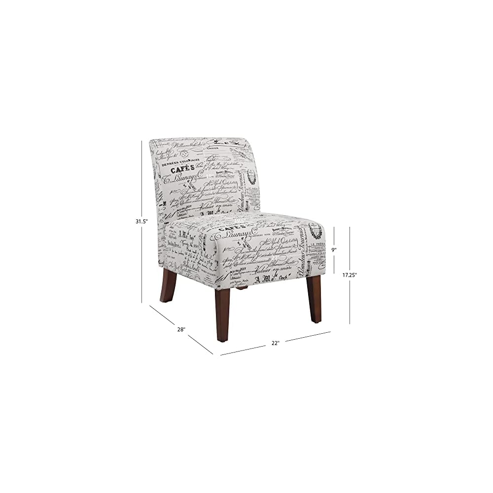 Lily Linen Script Accent Chair with Dark Walnut Legs by Linon