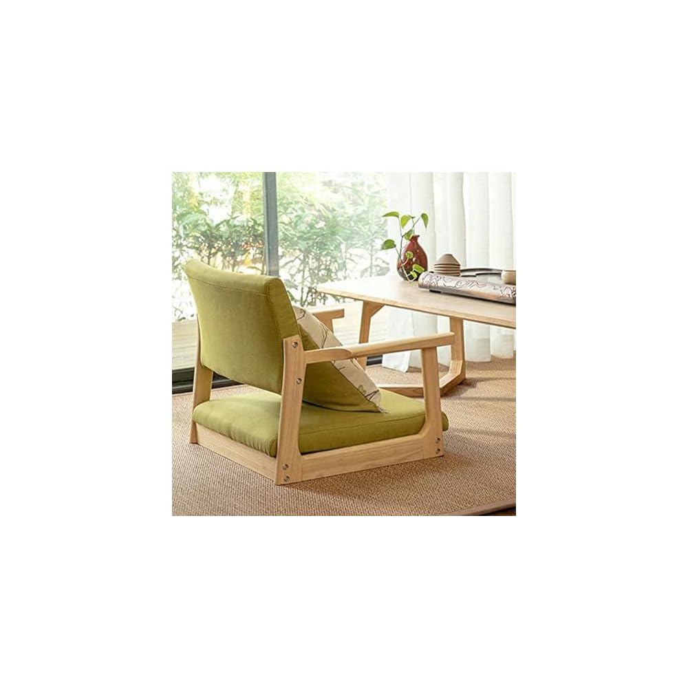 Floor Chair Japanese Floor Chair Legless Bay Window Backrest Lazy Chair with Armrests, Portable Japanese Tatami Chair, Meditation Floor Solid Wood Seating Chairs