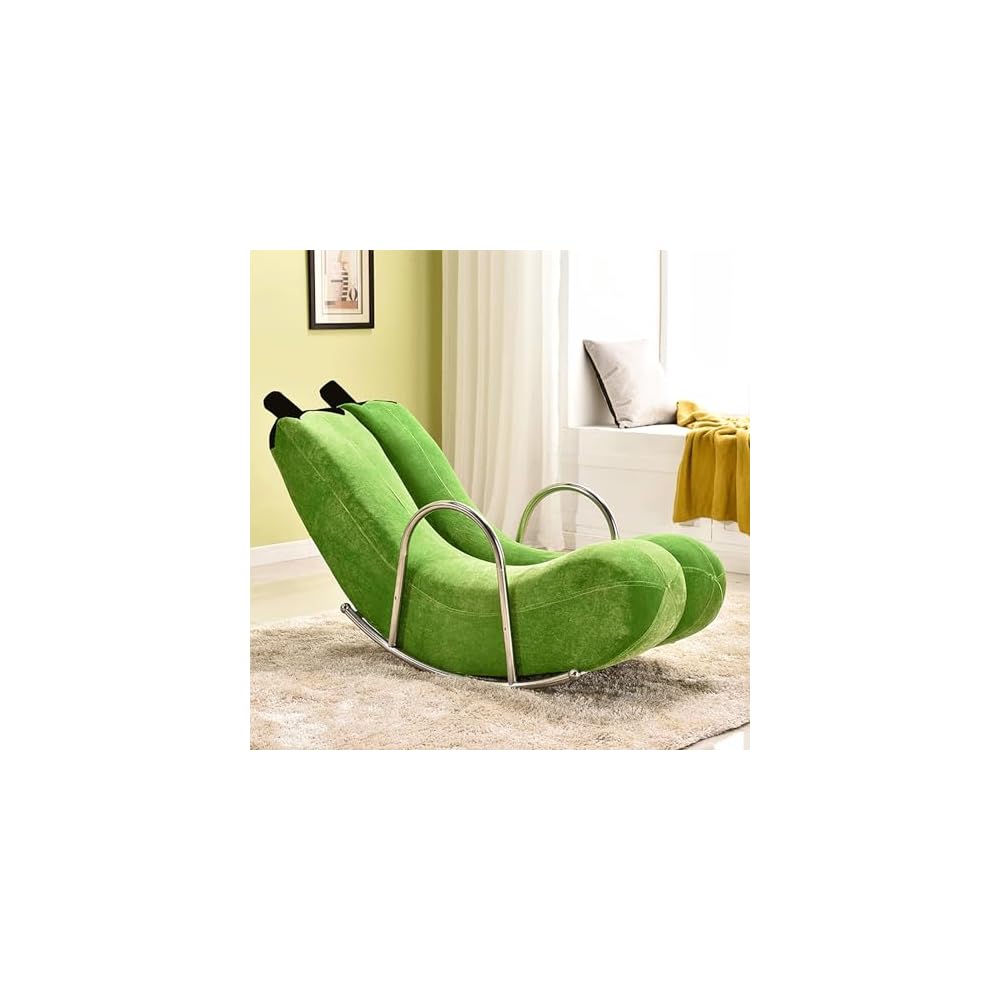 Fully Padded Patio Chair Comfortable Upholstered Rocking Chair Comfy Reading Sofa with Thick Cushio Modern Lounge Chair for Front Porch for Indoor Living Room Outside Balcony Backyard. ( Color : Green