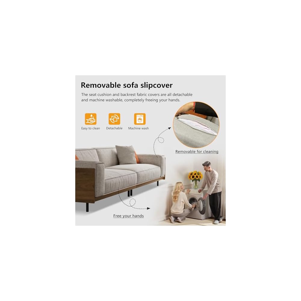 110.24" 4 Seater Fabric Sectional Sofa with Wood Frame
