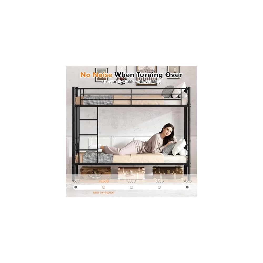 Metal Bunk Bed Twin Over Twin Sturdy Heavy Duty Bunk Beds