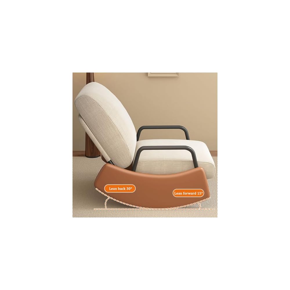 Rocking Chair with Retractable Footrest, Adjustable Backrest, Upholstered Rocker Chair with Side Pocket, Nursery Relax Armchair, Modern Leisure Recliner, for Bedroom, Living Room (Color :