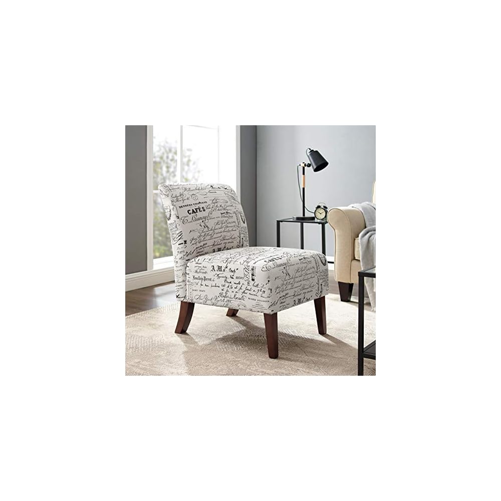 Lily Linen Script Accent Chair with Dark Walnut Legs by Linon
