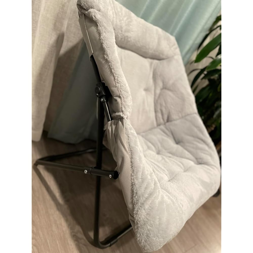 Tiita Comfy Folding Saucer Chair for Adults, Moon Chair, Grey
