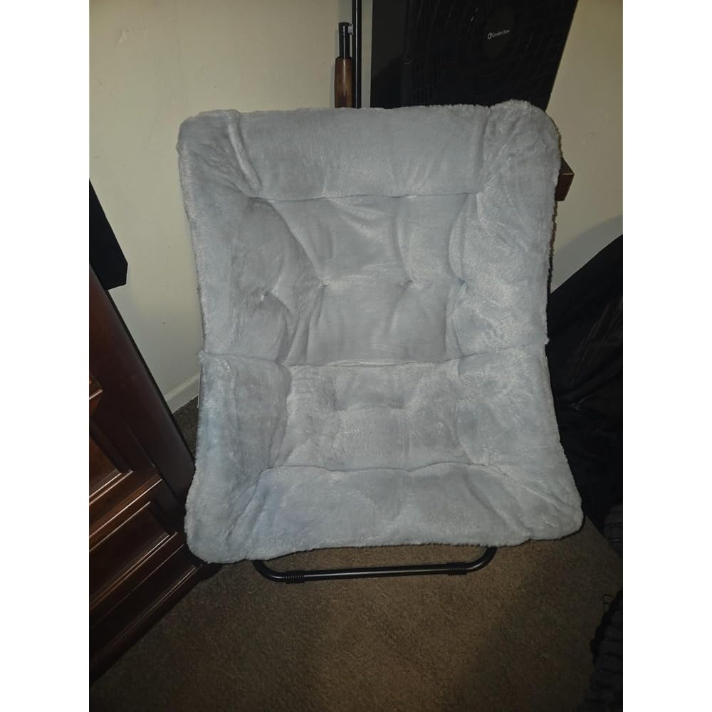 Tiita Comfy Folding Saucer Chair for Adults, Moon Chair, Grey