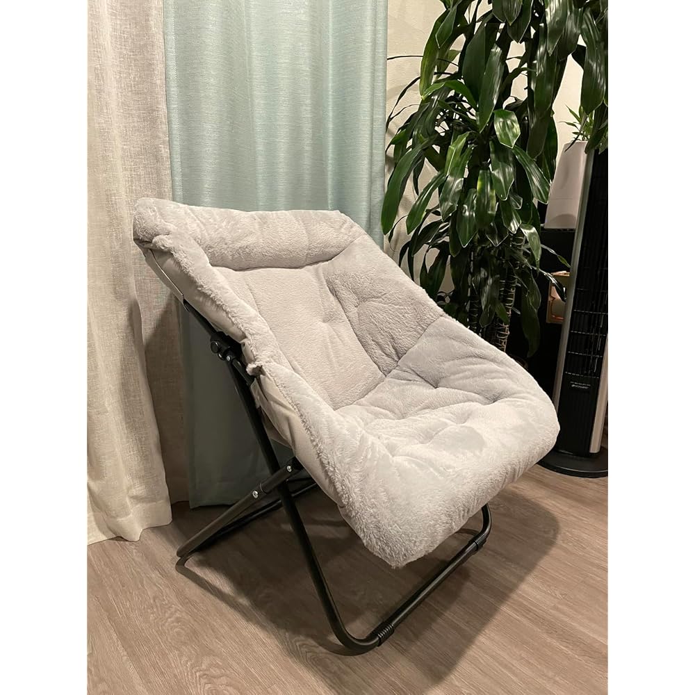 Tiita Comfy Folding Saucer Chair for Adults, Moon Chair, Grey