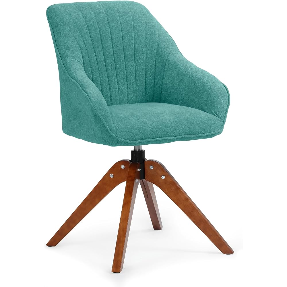 Athena Collection Modern Accent Chair, Comfy Swivel Reading Chair for Adults, Soft Upholstered Fabric Armchair with Wooden Legs for Living Room, Bedroom, Dorm, Office, Green