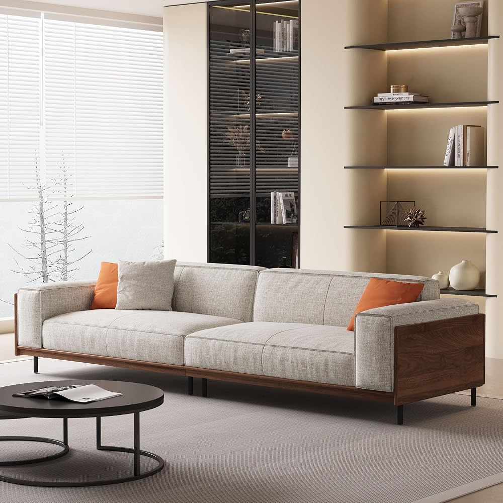 110.24" 4 Seater Fabric Sectional Sofa with Wood Frame