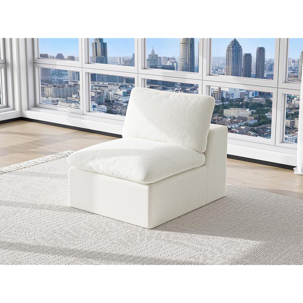 Middle Seat for Cloud Sectional Couches Living Room with Back Support, Modular, Boneless, Warm White